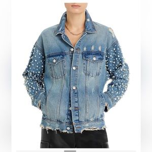 Sunset & Spring pearl embellished denim jacket